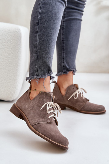 Zazoo 2959 aus INildleder Schuhe Oksfordki mit Schnürsenkeln mit breiten Absätzen Beige 2