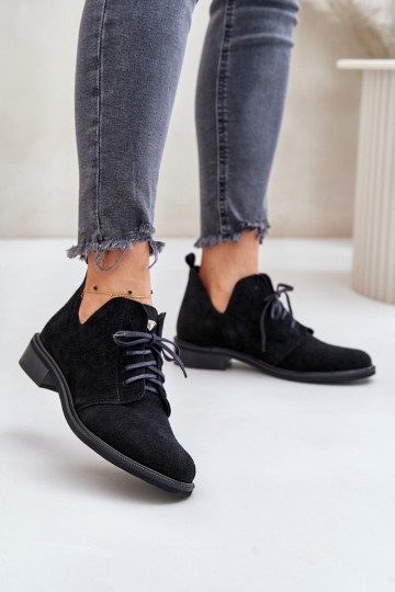 Zazoo 2959 aus INildleder Schuhe Oksfordki mit Schnürsenkeln mit breiten Absätzen schZuarze Farbe 2