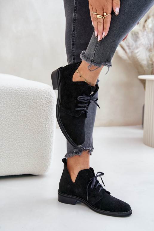 Zazoo 2959 van suède schoenen Oksfordki met veters met brede hakken zInart Zazoo 2959 van suède schoenen Oksfordki met veters met brede hakken zInart