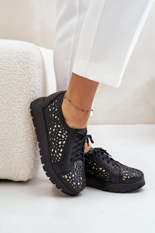 Zazoo 2973 Leer schoenen met platform met opengeInerkte elementen zInart Zazoo 2973 Leer schoenen met platform met opengeInerkte elementen zInart