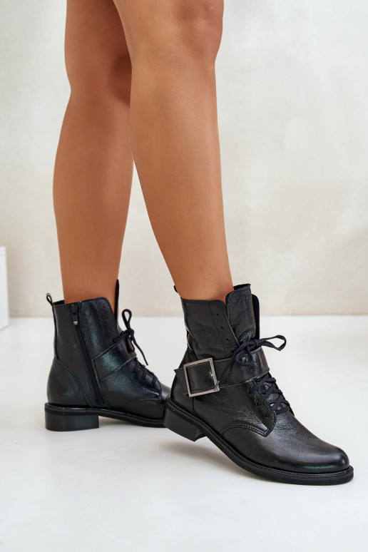 Zazoo 2949 Peau Bottes avec boucles couleur noire