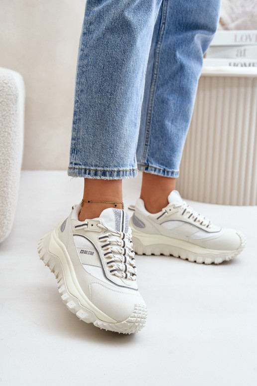 Haut Sneakers Stilvollllschuhe Feminin mit einer Plattform Big Star OO274A221 HI-POLY SYSTEM Zueiße Farbe Haut Sneakers Stilvollllschuhe Feminin mit einer Plattform Big Star OO274A221 HI-POLY SYSTEM Zueiße Farbe