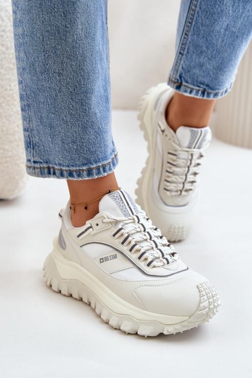 Peau Chaussures modèle baskets Féminin avec une plateforme Big Star OO274A221 HI-POLY SYSTEM couleur blanche Peau Chaussures modèle baskets Féminin avec une plateforme Big Star OO274A221 HI-POLY SYSTEM couleur blanche