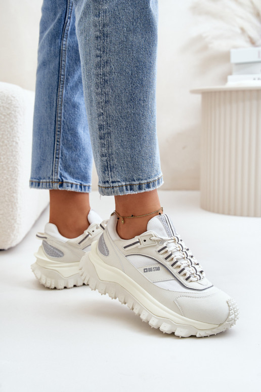 Peau Chaussures modèle baskets Féminin avec une plateforme Big Star OO274A221 HI-POLY SYSTEM couleur blanche Peau Chaussures modèle baskets Féminin avec une plateforme Big Star OO274A221 HI-POLY SYSTEM couleur blanche