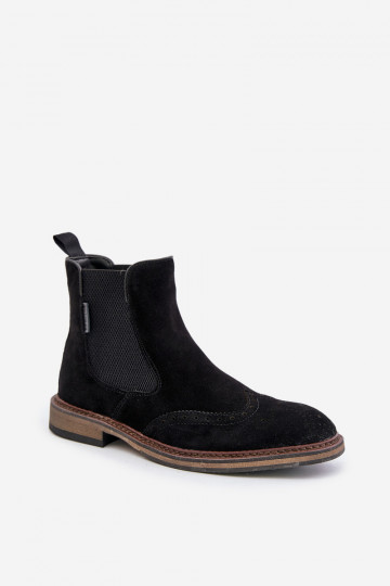 Bottines en daim stylées pour hommes Big Star OO174192, couleur noire