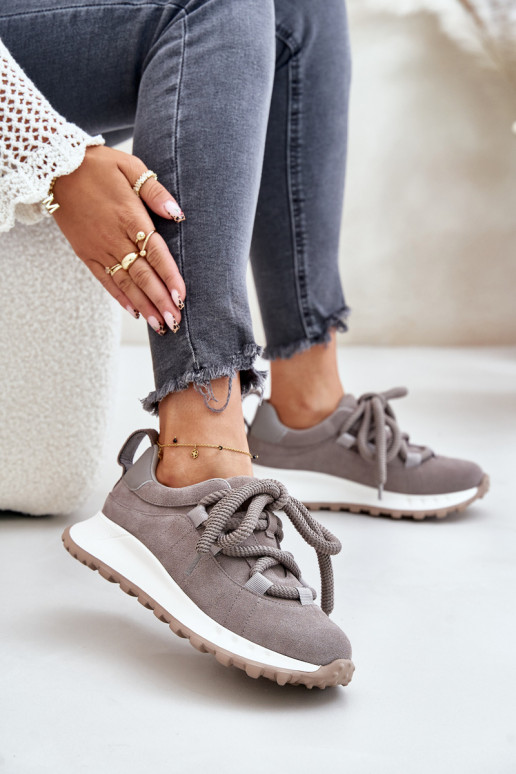 aus INildleder Sneakers Stilvollllschuhe FemininGrubym Schnürungm Artiker 54C1465 graue Farbe