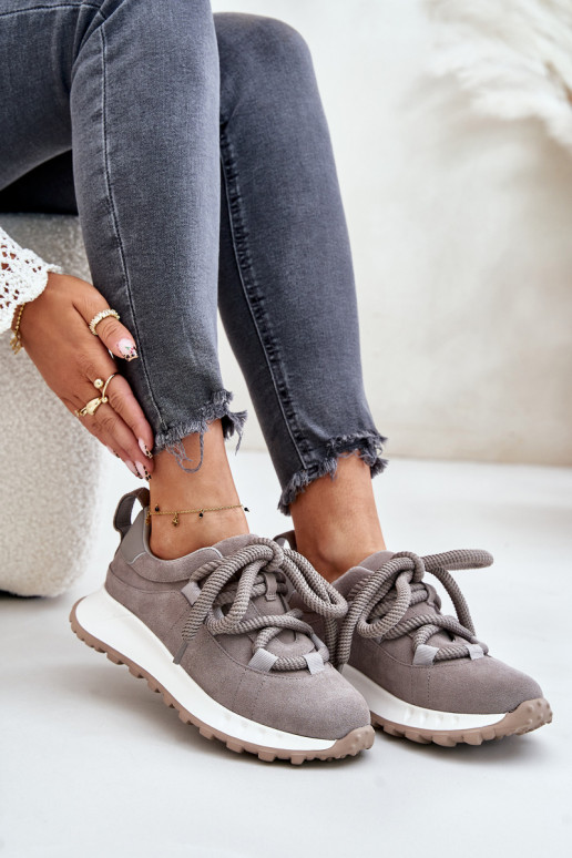 aus INildleder Sneakers Stilvollllschuhe FemininGrubym Schnürungm Artiker 54C1465 graue Farbe