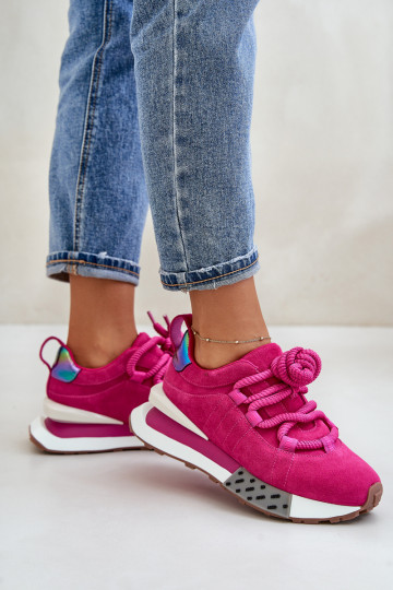 van suède Sneakers model schoenen Dames met platformGrubym Vetersluitingm Artiker 55C0086 roze
