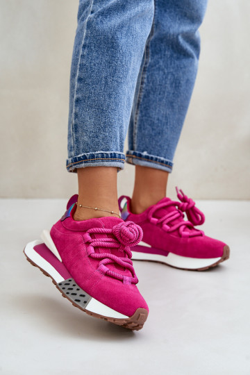 van suède Sneakers model schoenen Dames met platformGrubym Vetersluitingm Artiker 55C0086 roze 2