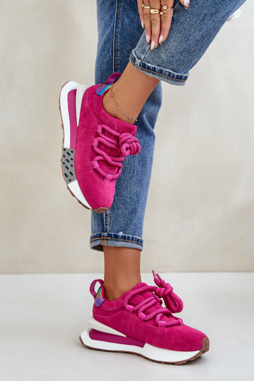 aus INildleder Sneakers Stilvollllschuhe Feminin mit einer PlattformGrubym Schnürungm Artiker 55C0086 pinke Farbe aus INildleder Sneakers Stilvollllschuhe Feminin mit einer PlattformGrubym Schnürungm Artiker 55C0086 pinke Farbe