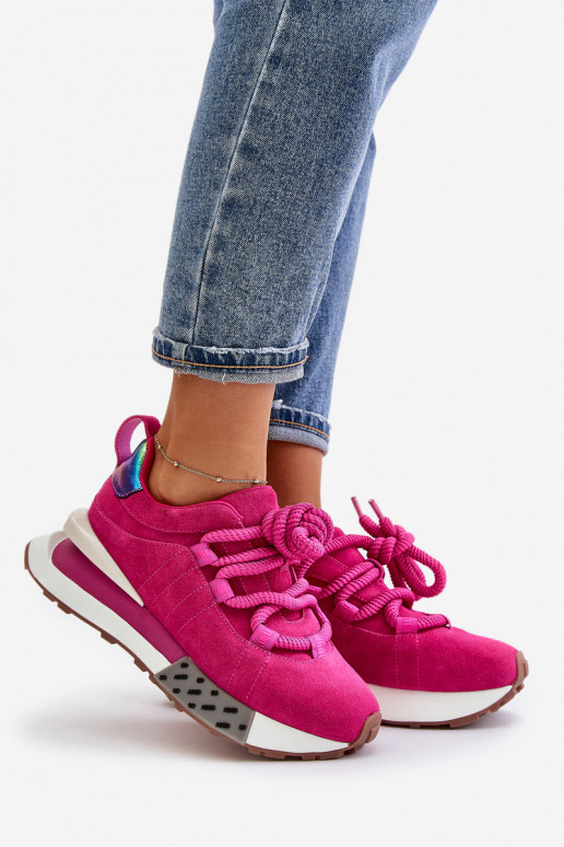 aus INildleder Sneakers Stilvollllschuhe Feminin mit einer PlattformGrubym Schnürungm Artiker 55C0086 pinke Farbe aus INildleder Sneakers Stilvollllschuhe Feminin mit einer PlattformGrubym Schnürungm Artiker 55C0086 pinke Farbe