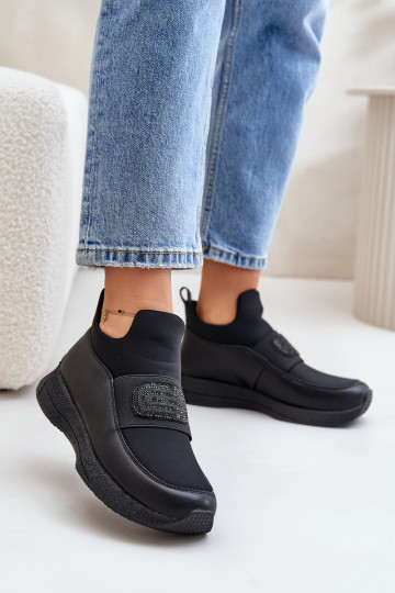 Chaussures de sport en cuir avec plateforme Artiker 55C0035, couleur noire 2