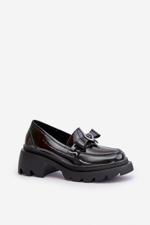 Peau Féminin Mocassins avec des rubans I avec des coeursm D&A LZ42-032 couleur noire Peau Féminin Mocassins avec des rubans I avec des coeursm D&A LZ42-032 couleur noire