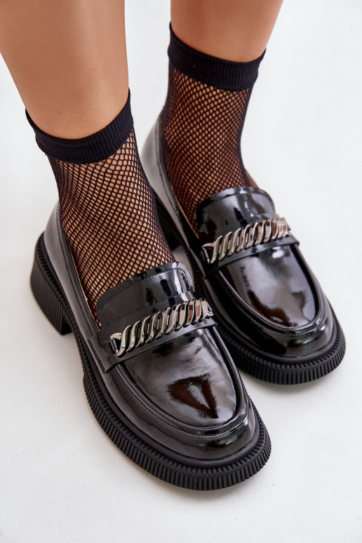 Féminin Mocassins laqués Mocassins avec des ornements D&A LZ42-030 couleur noire Féminin Mocassins laqués Mocassins avec des ornements D&A LZ42-030 couleur noire