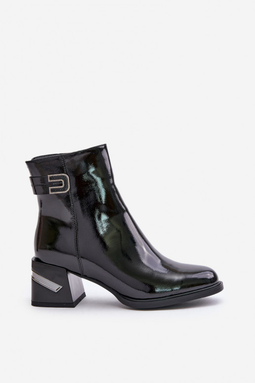 mit Lackeffekt Stiefel mit Absätzen sich Zuarm laufen MR880-093 schZuarze Farbe