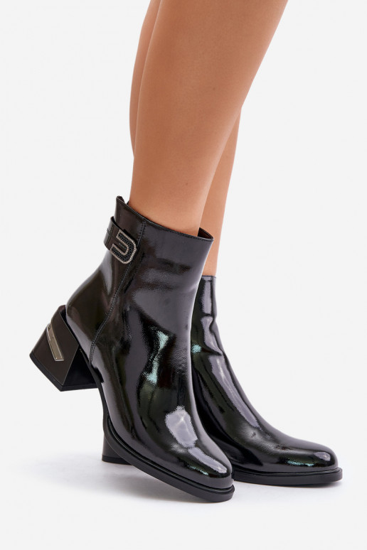 mit Lackeffekt Stiefel mit Absätzen sich Zuarm laufen MR880-093 schZuarze Farbe