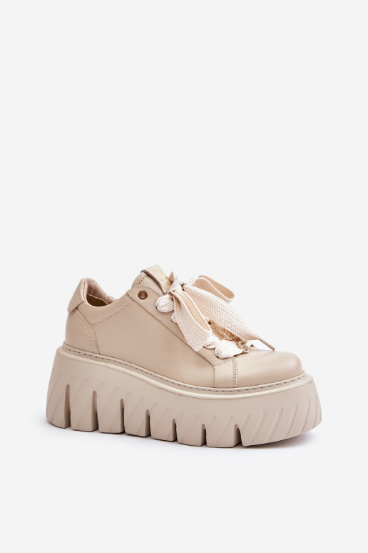 Chaussures modèle baskets Féminin avec des semelles massives à la mode avec des détails dorés CheBello 4530 beige Chaussures modèle baskets Féminin avec des semelles massives à la mode avec des détails dorés CheBello 4530 beige