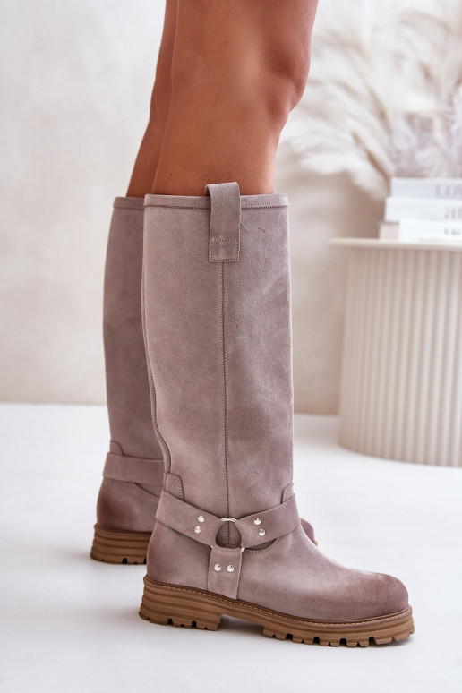 en daim bottes pour femmes Contre la route LeÀski 3615 couleur cappuccino