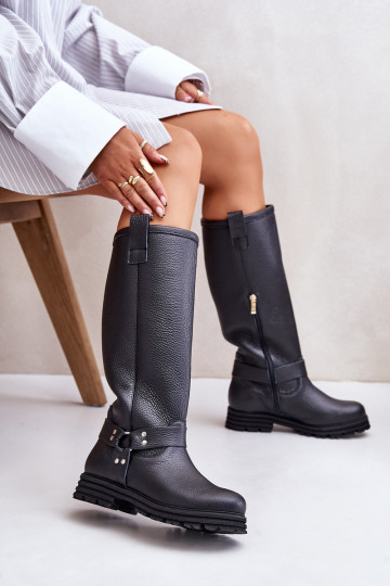 Peau bottes pour femmes Contre la route LeÀski 3615 couleur noire