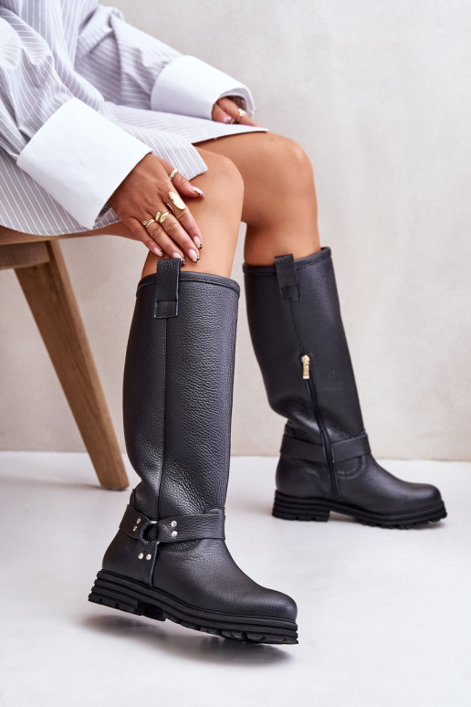 Peau bottes pour femmes Contre la route LeÀski 3615 couleur noire