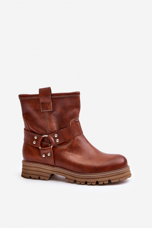 Peau Bottes pour femmes avec des talons larges LeÀski 3610 marron