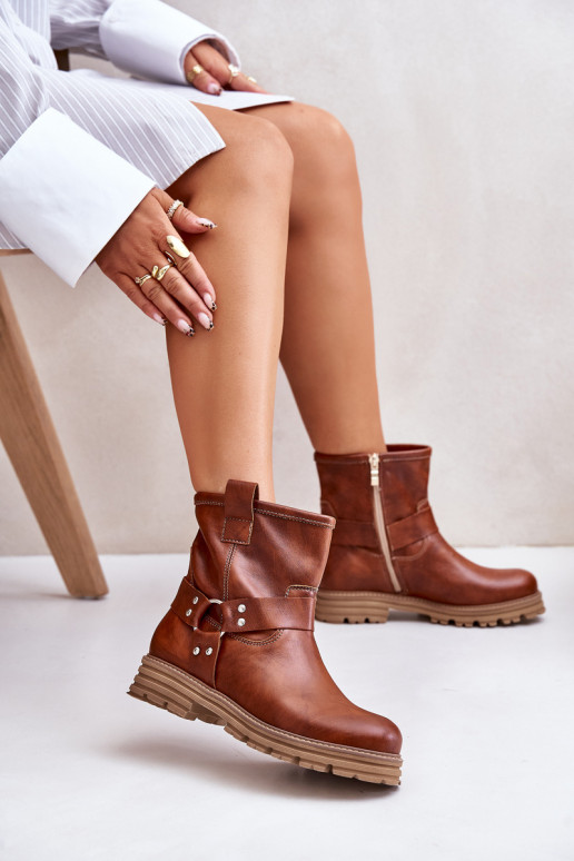 Peau Bottes pour femmes avec des talons larges LeÀski 3610 marron