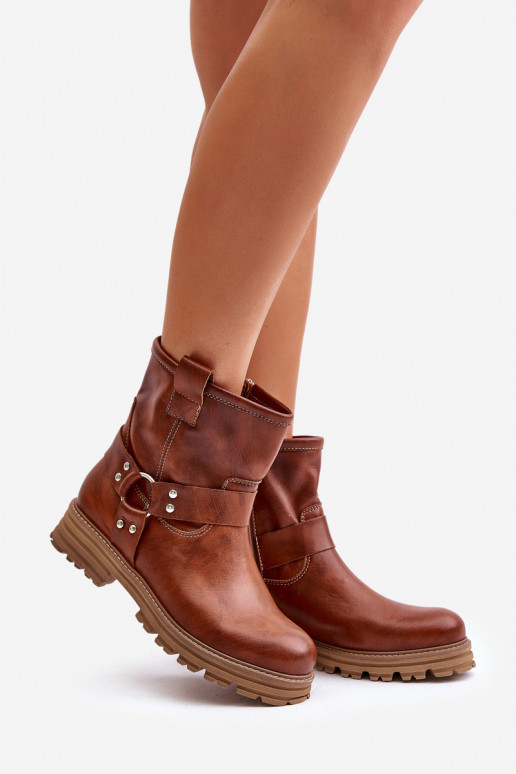 Peau Bottes pour femmes avec des talons larges LeÀski 3610 marron