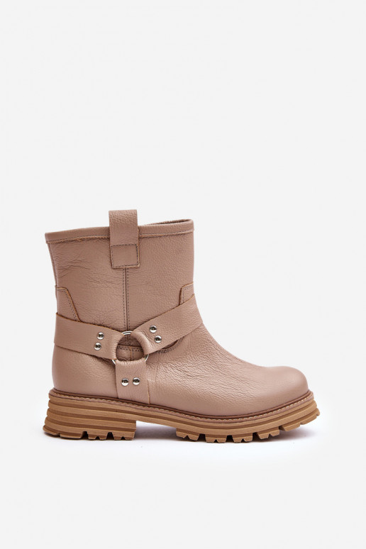 Haut Damenstiefel mit breiten Absätzen LeZuski 3610 Beige Haut Damenstiefel mit breiten Absätzen LeZuski 3610 Beige