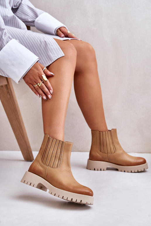 Un modèle convaincant Bottes pour femmes avec des talons larges Peau LeÀski 3611 marron Un modèle convaincant Bottes pour femmes avec des talons larges Peau LeÀski 3611 marron