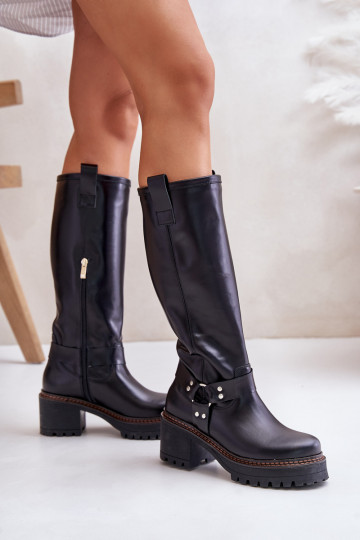 Leer dameslaarzen Vóór de knie LeInski 3432 zInart