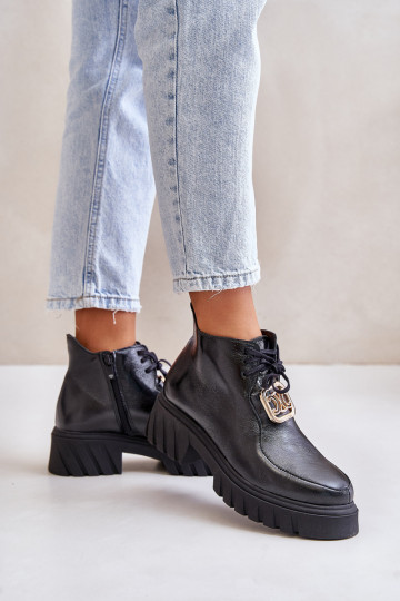 Zazoo 2952 Leer Laarzen met gouden details zInart