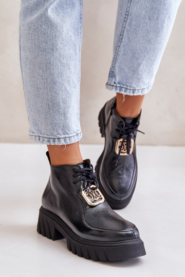 Zazoo 2952 Haut Stiefel mit goldenen Details schZuarze Farbe 2