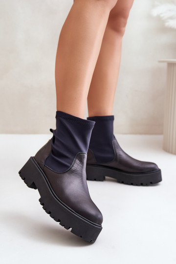 Zazoo 2947 Un modèle convaincant Bottes pour femmes Fabriqué en cuir naturel couleur noire