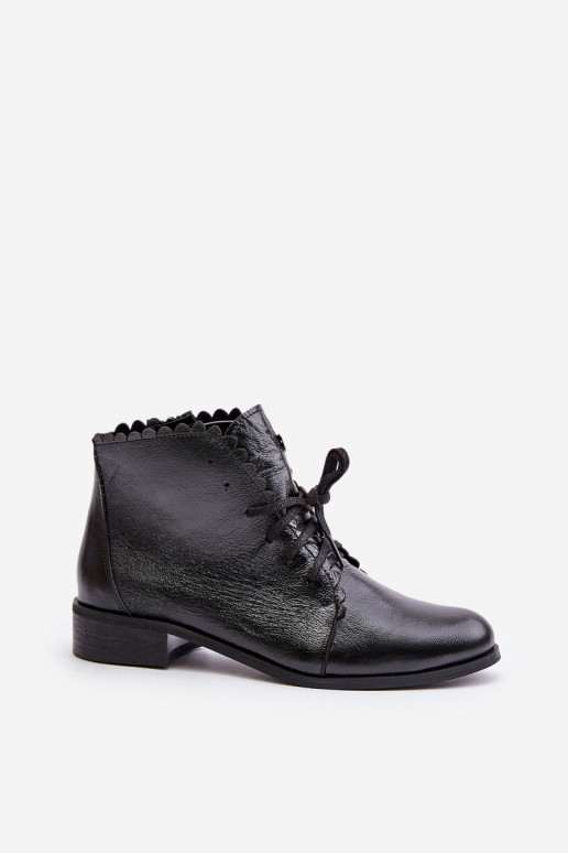 Zazoo 2964 Peau Bottes avec des talons larges couleur noire Zazoo 2964 Peau Bottes avec des talons larges couleur noire