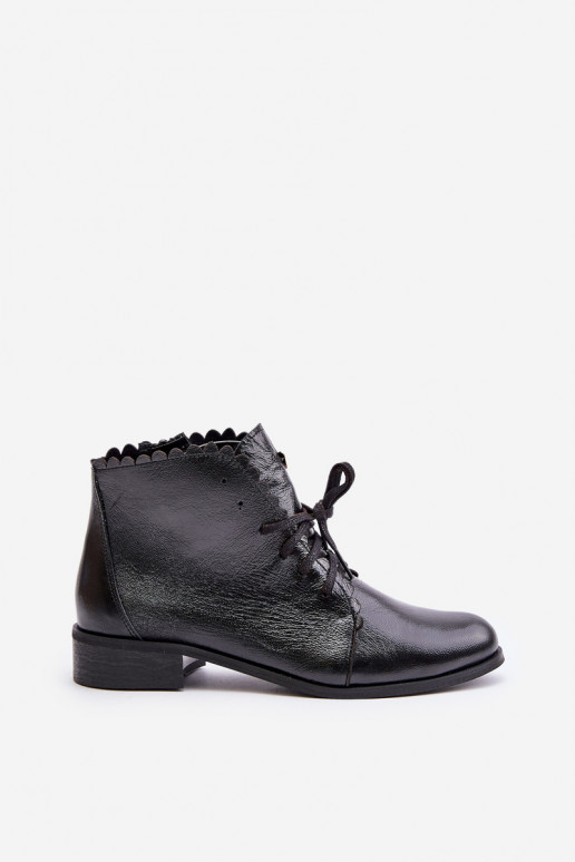 Zazoo 2964 Peau Bottes avec des talons larges couleur noire Zazoo 2964 Peau Bottes avec des talons larges couleur noire