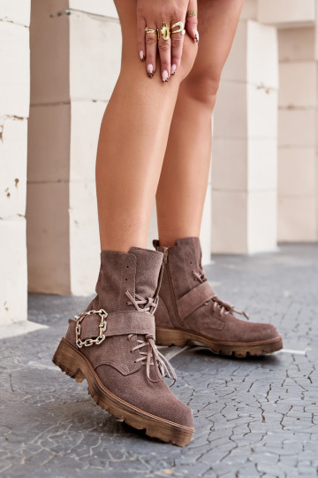 Zazoo 2951 Chaussures en daim décorer avec boucles beige