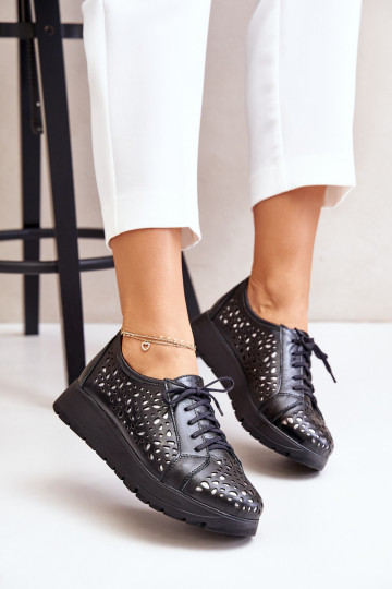 Zazoo 2973 Leer schoenen met platform met opengeInerkte elementen zInart