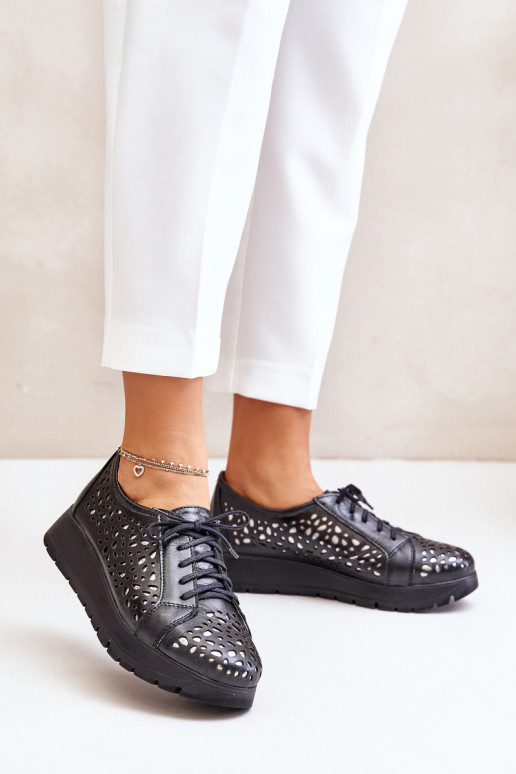 Zazoo 2973 Haut Schuhe mit einer Plattform mit durchbrochenen Elementen schZuarze Farbe Zazoo 2973 Haut Schuhe mit einer Plattform mit durchbrochenen Elementen schZuarze Farbe