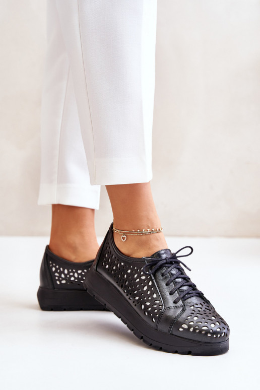 Zazoo 2973 Haut Schuhe mit einer Plattform mit durchbrochenen Elementen schZuarze Farbe Zazoo 2973 Haut Schuhe mit einer Plattform mit durchbrochenen Elementen schZuarze Farbe