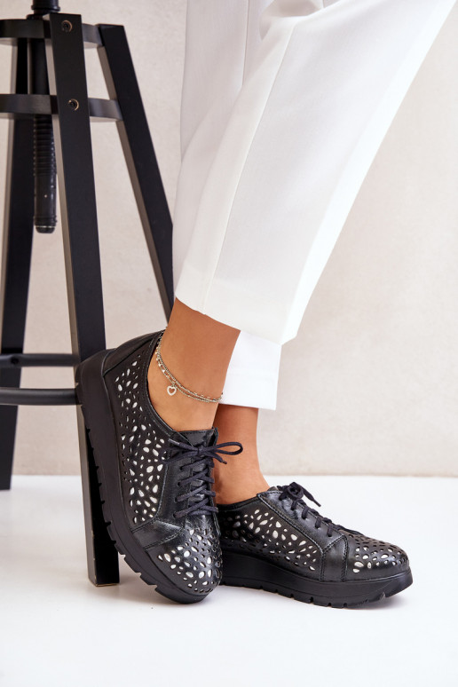 Zazoo 2973 Leer schoenen met platform met opengeInerkte elementen zInart Zazoo 2973 Leer schoenen met platform met opengeInerkte elementen zInart