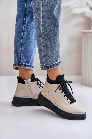  Haut Turnschuhe mit einer Plattform Artiker 55C0554 Beige 2