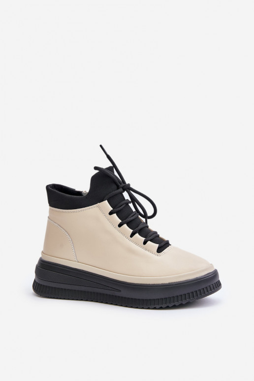  Haut Turnschuhe mit einer Plattform Artiker 55C0554 Beige