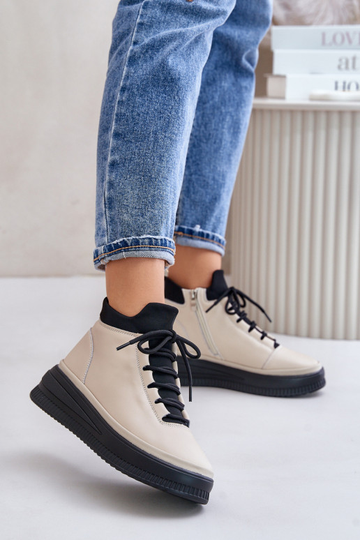  Haut Turnschuhe mit einer Plattform Artiker 55C0554 Beige