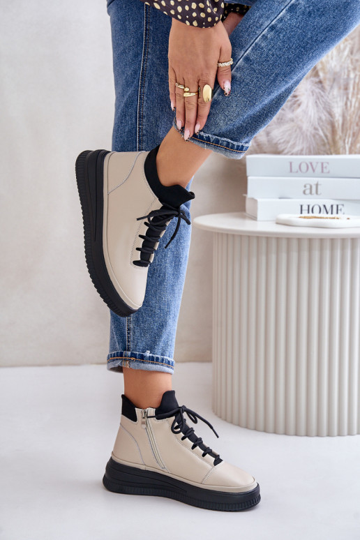  Haut Turnschuhe mit einer Plattform Artiker 55C0554 Beige