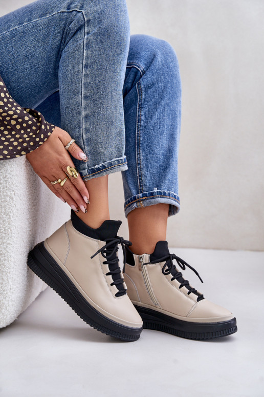  Haut Turnschuhe mit einer Plattform Artiker 55C0554 Beige