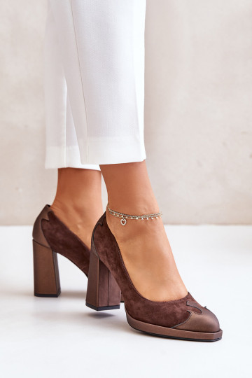 Suede schoenen met hakken Laura Messi 2702 bruine kleur