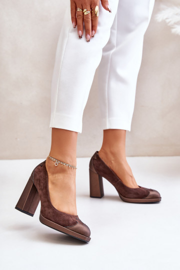 Suede schoenen met hakken Laura Messi 2702 bruine kleur 2