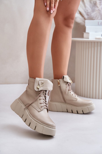 Zazoo 60511 bottines en cuir pour femmes isolées avec plateforme, couleur sable