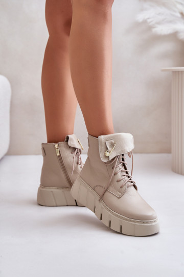 Zazoo 60511 bottines en cuir pour femmes isolées avec plateforme, couleur sable 2
