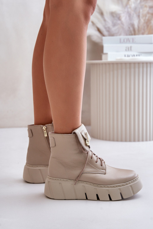 Zazoo 60511 Peau Bottes pour femmes avec une plateforme réchauffer beige